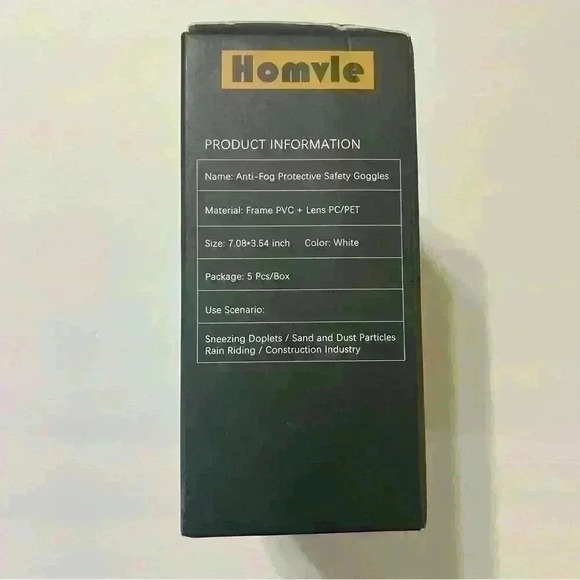 (5 PACK) Homvle Medical Grade Safety Anti Fog Goggles, Scratch and UV Resistant - Picture 4 of 9